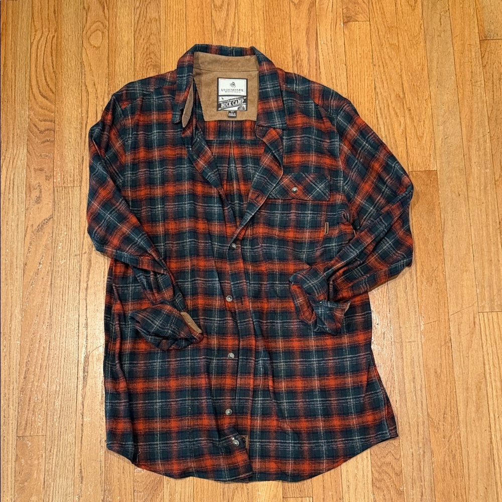 Legendary Whitetails Men's Plaid Shirt - Black and Orange